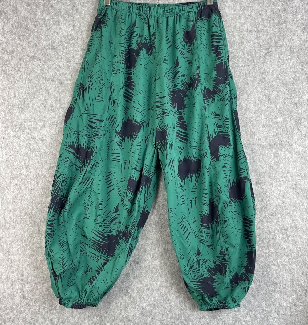 Kleen Parachute Pants Womens Medium Green Palm Print Pull‎ On Cropped Tropical